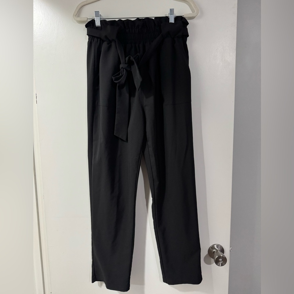 Grace Karin Black Paperbag Waist Pants